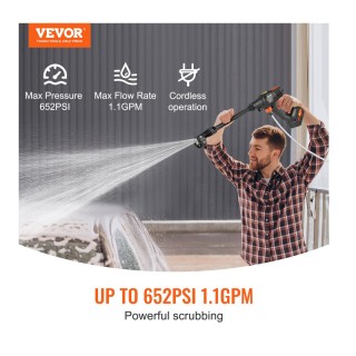 Ασύρματο Πλυστικό Μηχάνημα Μπαταρίας Υψηλής Πίεσης 652 PSI VEVOR WS...