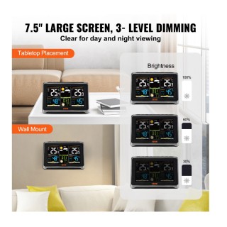 Ασύρματος Μετεωρολογικός Σταθμός με Έγχρωμη Οθόνη 7.5 7 σε 1 VEVOR ...