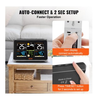 Ασύρματος Μετεωρολογικός Σταθμός με Έγχρωμη Οθόνη 7.5 7 σε 1 VEVOR ...