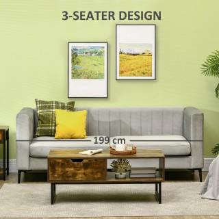 Τριθέσιος καναπές HOMCOM σε γκρι βελούδο με 5 πόδια και πηχάκια, 19...