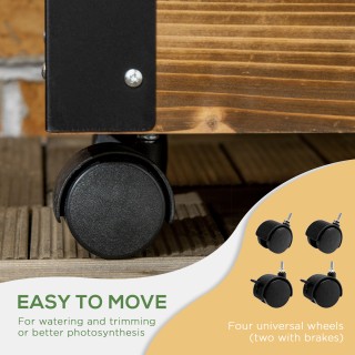 Outsunny Planter με καφασωτό για αναρριχητικά φυτά και ρόδες, σε ξύ... Outsunny Planter με καφασωτό για αναρριχητικά φυτά και ρόδες, σε ξύ...