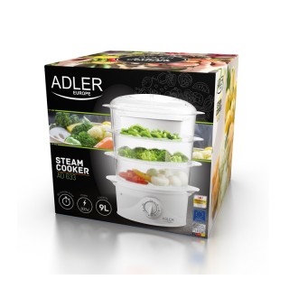 Ατμομάγειρας 3 Επιπέδων 9 Lt 800 W Adler AD-633 Ατμομάγειρας 3 Επιπέδων 9 Lt 800 W Adler AD-633