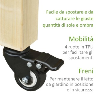 Outsunny Ξύλινο υπερυψωμένο κρεβάτι κήπου με ροδάκια και κάτω ράφι,...