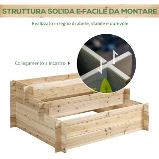 Outsunny 3 επιπέδων Spruce Wood Planter, Υπαίθριο υπερυψωμένο κουτί...