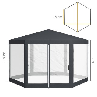 Outsunny Hexagonal Garden Gazebo με Διπλή Είσοδο, σε Μέταλλο και Πο... Outsunny Hexagonal Garden Gazebo με Διπλή Είσοδο, σε Μέταλλο και Πο...