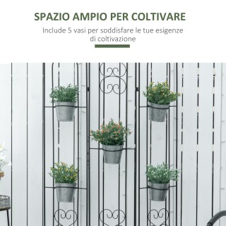 Outsunny Πτυσσόμενη κάθετη θήκη φυτών με 5 μεταλλικές γλάστρες εξωτ...