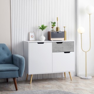 HOMCOM Ντουλάπα σαλονιού με 2 ντουλάπια με 2 πόρτες και συρτάρι σε ...