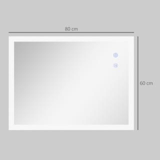 kleankin Καθρέφτης μπάνιου LED Αντιθαμβωτική με 3 Χρώματα και Ρυθμι...