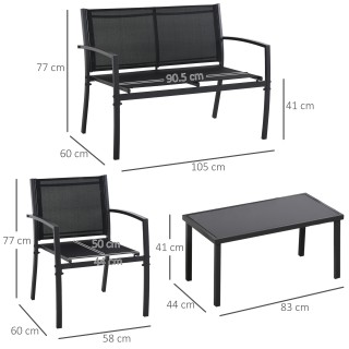 Outsunny Outdoor Lounge, σετ 4 τεμαχίων με 1 τραπεζάκι σαλονιού, 2 ... Outsunny Outdoor Lounge, σετ 4 τεμαχίων με 1 τραπεζάκι σαλονιού, 2 ...