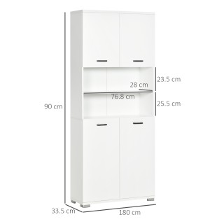 kleankin Ντουλάπι μπάνιου από μοριοσανίδα λευκή με 2 ντουλάπια με π...