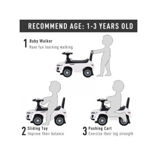 Αυτοκινητάκι - Περπατούρα 3 σε 1 Χρώματος Λευκό HOMCOM 370-083WT Αυτοκινητάκι - Περπατούρα 3 σε 1 Χρώματος Λευκό HOMCOM 370-083WT
