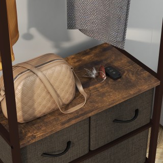 Κρεμάστρα δαπέδου HOMCOM με ράβδο, 3 συρτάρια και ράφια, από ξύλο M... Κρεμάστρα δαπέδου HOMCOM με ράβδο, 3 συρτάρια και ράφια, από ξύλο M...