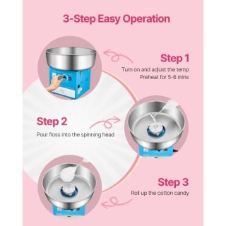 VEVOR Εμπορική Μηχανή Μαλλιού της Γριάς 1000W για Πάρτι - Μπλε TSDR...