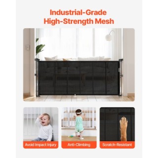 VEVOR Πτυσσόμενη Παιδική Πύλη 870mm Ύψος 1800mm Πλάτος Μαύρη WZSSMH...