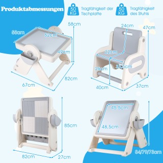 Costway Σετ 6 σε 1 Τραπέζι και Καβαλέτο με Αναστρέψιμη Επιφάνεια γι...