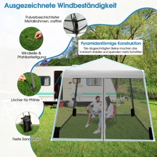 Costway  Αναδιπλούμενη Τέντα Εξωτερικού Χώρου 3x3m με Αδιάβροχο Ύφα...