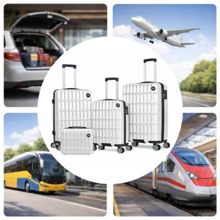 PROVITERA Σετ 3+1 Βαλίτσες και Νεσεσέρ Ταξιδιού Λευκό με Σκληρό και...