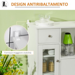 HOMCOM Μπουφές Κρεντένζα με Ανοιχτό Χώρο, Συρτάρι, 3 Ράφια και Ντου...