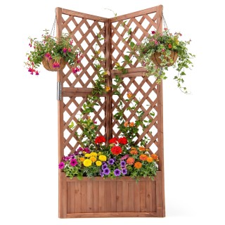 Costway Γωνιακή Ζαρντινιέρα με Πλέγμα Αναρρίχησης και Οπές Αποστράγ...