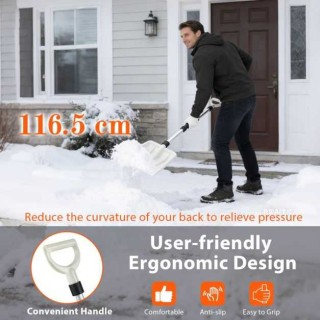 Costway Φτυάρι Χιονιού 26 εκ. πλάτος με Εργονομική Λαβή & Ανθεκτική...
