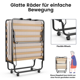 Costway  Πτυσσόμενο Κρεβάτι με Στρώμα Memory Foam - Ιδανικό για Επι...