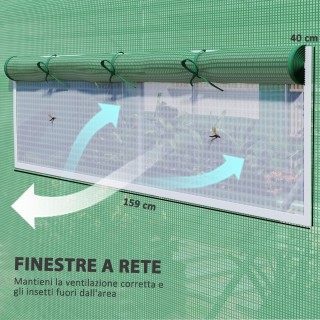 Outsunny  Θερμοκήπιο τούνελ με 3 ρολά πόρτες και 6 παράθυρα, από γα...