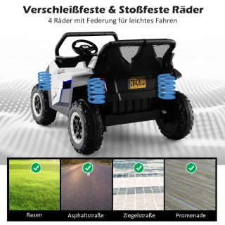 Costway Διθέσιο Παιδικό Αυτοκίνητο 12V με Μουσική και Φώτα - Λευκό ...