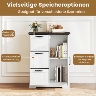 Costway Λευκός Κουζινόσχημος Αποθηκευτικός Μπουφές σε Ρουστίκ Στυλ ...