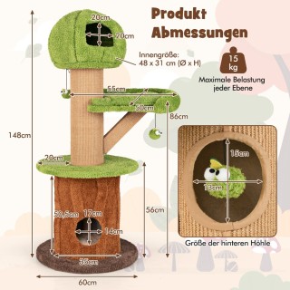 Costway Πύργος Γάτας με Μανιταρόσπιτο και Σταθερή Βάση για Γάτες PV...