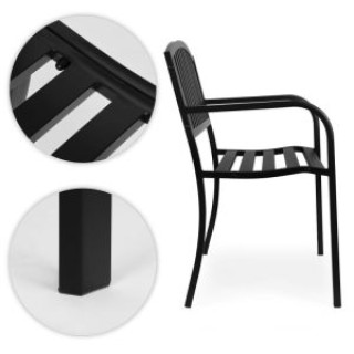 MULTIGARDEN Μεταλλικό παγκάκι κήπου με πλάτη 120x50 εκ. μαύρο, τύπο...