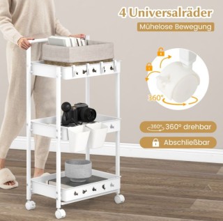 Τρόλεϊ Κουζίνας 3 Επιπέδων με Ρόδες 42 x 29 x 83 cm Λευκό JZ10202W... Τρόλεϊ Κουζίνας 3 Επιπέδων με Ρόδες 42 x 29 x 83 cm Λευκό JZ10202W...