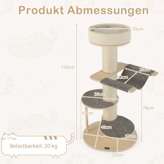 Costway Γκρι Ξύλινος Ονυχοδρόμιο 120 εκ. με Αιώρα & 3 Πλατφόρμες & ...