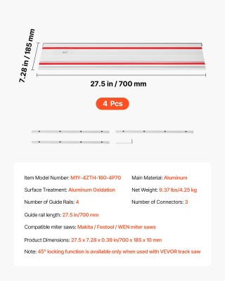 VEVOR Οδηγός Σιδηροτροχιάς με Εύρος Κοπής 2794 mm Σύνδεση για Makit...