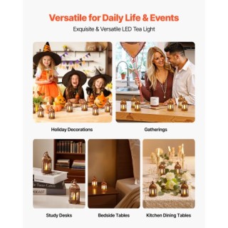 VEVOR Σετ 12 Διακοσμητικών Φαναριών με LED Κερί, Χάλκινο, 2.56 x 2....