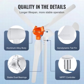 Γεννήτρια Ανεμοστρόβιλου VEVOR 800W 12V με 3 Πτερύγια & MPPT Ελεγκτ... Γεννήτρια Ανεμοστρόβιλου VEVOR 800W 12V με 3 Πτερύγια & MPPT Ελεγκτ...