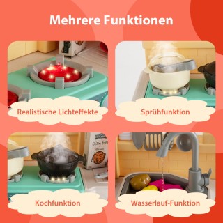 Costway  Παιδική Κουζίνα με 69 Τεμάχια και Εφέ Ατμού & Μαγειρέματος...