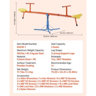 VEVOR Παιδική Τραμπάλα με Περιστροφή 360° για Ηλικίες 3+ Ετών YGDZD... VEVOR Παιδική Τραμπάλα με Περιστροφή 360° για Ηλικίες 3+ Ετών YGDZD...