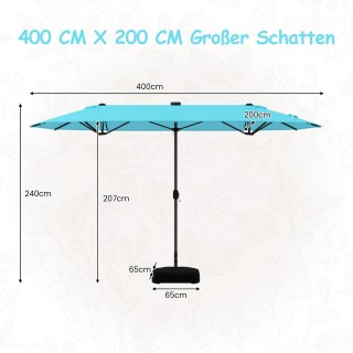 Costway Μεγάλη Διπλή Ομπρέλα με Βάση & LED Φώτα & UPF 50+ 400 x 200... Costway Μεγάλη Διπλή Ομπρέλα με Βάση & LED Φώτα & UPF 50+ 400 x 200...