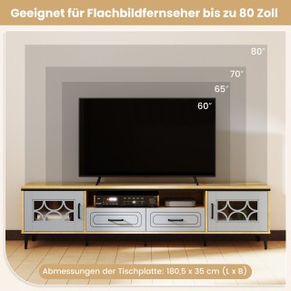 Costway Μπλε Μπαμπού Lowboard TV Schrank με 2 Συρτάρια & 2 Πόρτες γ...