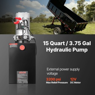 VEVOR Υδραυλική Μονάδα 15L, Αντλία Μονοδραστηρικής Ανατρεπόμενης Ρυ...
