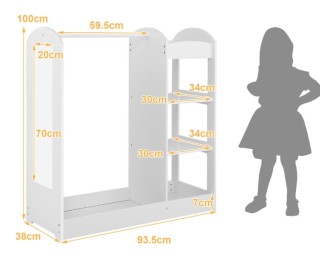 Παιδική Ντουλάπα Με Καθρέφτη-Λευκή TP10021WH Costway