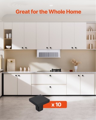 VEVOR Σετ 10 Τετράγωνων Μαύρων Πόμολων 30mm από Κράμα Ψευδαργύρου 1...