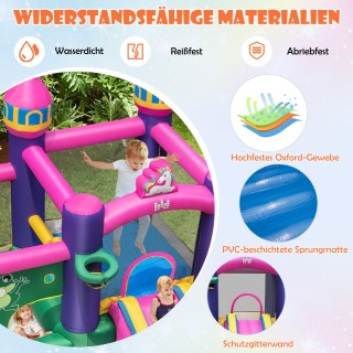 Costway Πολύχρωμη Φορητή Υδάτινη Τσουλήθρα-Τραμπολίνο με Φυσητήρα 6...