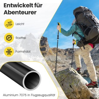 Costway Πτυσσόμενα Μπατόν Πεζοπορίας με Γρήγορο Κλείσιμο για Ύψος 1...