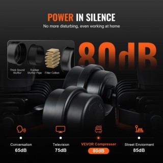 Φορητός Αεροσυμπιεστής VEVOR 8L 90 PSI χωρίς Λάδι WYWSKYJ30L75E7TAMV2 Φορητός Αεροσυμπιεστής VEVOR 8L 90 PSI χωρίς Λάδι WYWSKYJ30L75E7TAMV2