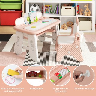Costway Σετ Παιδικό Τραπέζι και Καρέκλα με Ανοιγόμενο Ράφι Βιβλίων ...