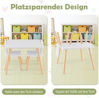 Σετ Παιδικό Τραπέζι με 2 Καρέκλες Λευκό HY10103WH Costway