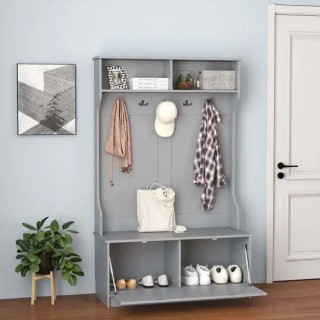 Γκρίζια Γκαρνταρόμπα με Πάγκο και 5 Διπλά Κρεμάστρες 100 x 40 x 160...