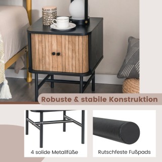 Costway Σύγχρονο Κομοδίνο με Συρόμενες Πόρτες 40 x 39 x 49 εκ. σε Μ...
