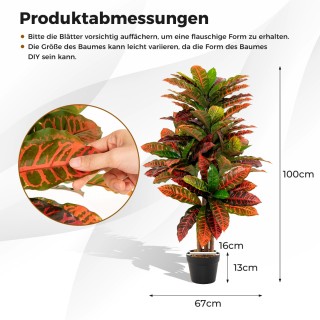 Costway Τεχνητό Δέντρο Κρότωνα 100 εκ. με Πολύχρωμα Φύλλα HZ10180 Costway Τεχνητό Δέντρο Κρότωνα 100 εκ. με Πολύχρωμα Φύλλα HZ10180